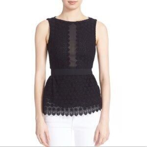 DIANE Von FURSTENBURG | Tavita Black Lace Peplum Top